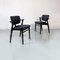 Mid-Century Italian Beech Matt Black Wood and Faux Leather Chairs, 1960s 4