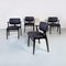 Mid-Century Italian Beech Matt Black Wood and Faux Leather Chairs, 1960s 3