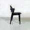Mid-Century Italian Beech Matt Black Wood and Faux Leather Chairs, 1960s, Image 7