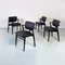 Mid-Century Italian Beech Matt Black Wood and Faux Leather Chairs, 1960s 2