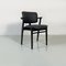 Mid-Century Italian Beech Matt Black Wood and Faux Leather Chairs, 1960s 5