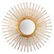 Espejo iluminado Mid-Century en forma de sol de hierro dorado, años 60, Imagen 1