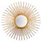 Mid-Century Sunburst Mirror in Gilded Iron with Lighting, Italy, 1960s 1