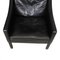 Black Leather Wingchair by Børge Mogensen for Fredericia, Image 4