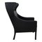 Black Leather Wingchair by Børge Mogensen for Fredericia, Image 2