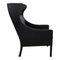 Sillón de orejas de cuero negro de Børge Mogensen para Fredericia, Imagen 2