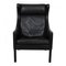 Black Leather Wingchair by Børge Mogensen for Fredericia 1