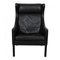 Black Leather Wingchair by Børge Mogensen for Fredericia, Image 1