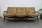 Scandinavian Patinated Leather and Dark Stained Wood Free-Floating Sofa 1