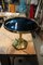 Lampada da tavolo concava in vetro blu cobalto e ottone, anni '50, Immagine 6