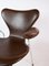 Set of Dark Brown Leather Model 3207 Dining Chairs attributed to Arne Jacobsen for Fritz Hansen, 1980s 8
