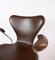Set of Dark Brown Leather Model 3207 Dining Chairs attributed to Arne Jacobsen for Fritz Hansen, 1980s 10