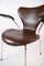 Sedie da pranzo nr. 3207 in pelle marrone scuro attribuite ad Arne Jacobsen per Fritz Hansen, anni '80, set di 2, Immagine 9