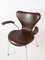 Set of Dark Brown Leather Model 3207 Dining Chairs attributed to Arne Jacobsen for Fritz Hansen, 1980s 7