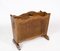 French Polished Wood and Wicker Newspaper Holder, 1940s 2