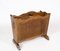 French Polished Wood and Wicker Newspaper Holder, 1940s, Image 2