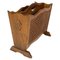 French Polished Wood and Wicker Newspaper Holder, 1940s, Image 1