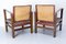French Safari Style Chairs in Leather and Beech, 1940, Set of 2 6