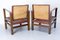 French Safari Style Chairs in Leather and Beech, 1940, Set of 2, Image 6