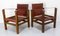 French Safari Style Chairs in Leather and Beech, 1940, Set of 2 4