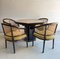 Dining Room Set in Blackened Wood and Cane, 1970, Set of 5 1