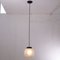 Suspension Light with White Murano Glass Sphere with White Striped Decoration, Italy, 1980s 3