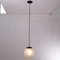 Suspension Light with White Murano Glass Sphere with White Striped Decoration, Italy, 1980s, Image 3