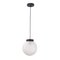 Suspension Light with White Murano Glass Sphere with White Striped Decoration, Italy, 1980s, Image 2