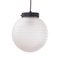 Lámpara colgante con esfera de cristal de Murano blanco con decoración de rayas blancas, años 80, Imagen 1