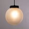 Suspension Light with White Murano Glass Sphere with White Striped Decoration, Italy, 1980s 4