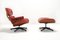 Red Leather Lounge Chair & Ottoman by Charles Eames for Vitra, 2000s, Set of 2 3