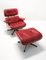 Fauteuil et Ottomane en Cuir Rouge par Charles Eames pour Vitra, 2000s, Set de 2 5