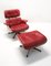 Red Leather Lounge Chair & Ottoman by Charles Eames for Vitra, 2000s, Set of 2 5