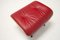 Roter Ledersessel & Fußhocker von Charles Eames für Vitra, 2000er, 2er Set 8