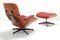 Red Leather Lounge Chair & Ottoman by Charles Eames for Vitra, 2000s, Set of 2 4
