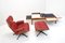 Poltrona in pelle rossa con poggiapiedi di Charles Eames per Vitra, inizio XXI secolo, set di 2, Immagine 2