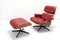 Fauteuil et Ottomane en Cuir Rouge par Charles Eames pour Vitra, 2000s, Set de 2 1