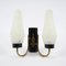 Brass and Glass Wall Lamps, 1950s, Set of 2 4