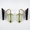 Brass & Glass Wall Lamps, 1950s, Set of 2 1