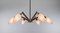 Lampada da soffitto Sputnik a 6 luci in teak, ottone e vetro, anni '50, Immagine 6