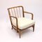 Swedish Modern Birch, Bambu & Rattan Longe Chair attributed to Otto Schulz for Boet, 1940s 5