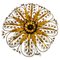 Golden Florentine Flower Shape Flushmount attributed to Banci Firenze, 1970s 1