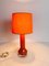 Mid-Century Orange Glass and Fabric Shade Table Lamp, 1960s, Image 4