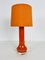 Mid-Century Tischlampe mit orangefarbenem Glasschirm & Stoffschirm, 1960er 2