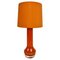 Mid-Century Orange Glass and Fabric Shade Table Lamp, 1960s, Image 1
