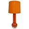 Mid-Century Tischlampe mit orangefarbenem Glasschirm & Stoffschirm, 1960er 1