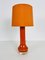 Mid-Century Orange Glass and Fabric Shade Table Lamp, 1960s 3