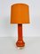 Mid-Century Tischlampe mit orangefarbenem Glasschirm & Stoffschirm, 1960er 3