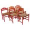 6 Mid-Century Italian Wood and Leather Chairs, 1960s, Set of 6 1