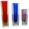 Multicolor Faceted Murano Glass Sommerso Cube Vases, Italy, 1970s, Set of 3 1